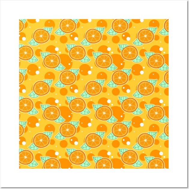 Orange Citrus Slice Pattern Wall Art by saradaboru